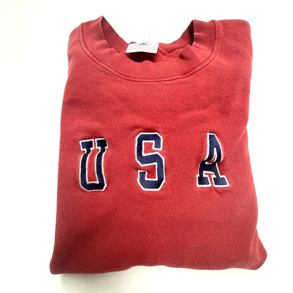 VTG 90's USA Sweatshirt Red White Blue Delta Brand 4th of July Women's Sizes M